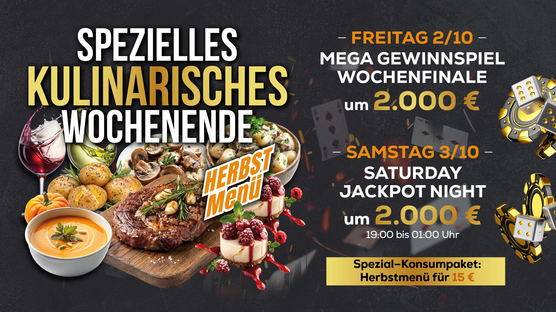 Spezielles kulinarisches Wochenende – Herbstmenü